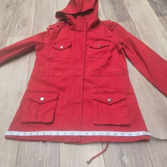 Market & Spruce red jacket Kathleen Cargo coat  size small - Picture 9 of 13